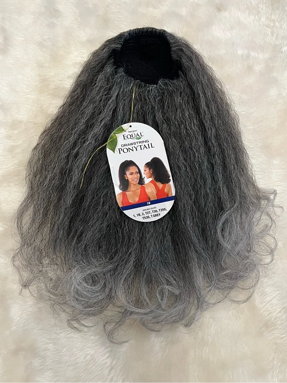 Drawstring Ponytail - Grey Synthetic Hair Extension